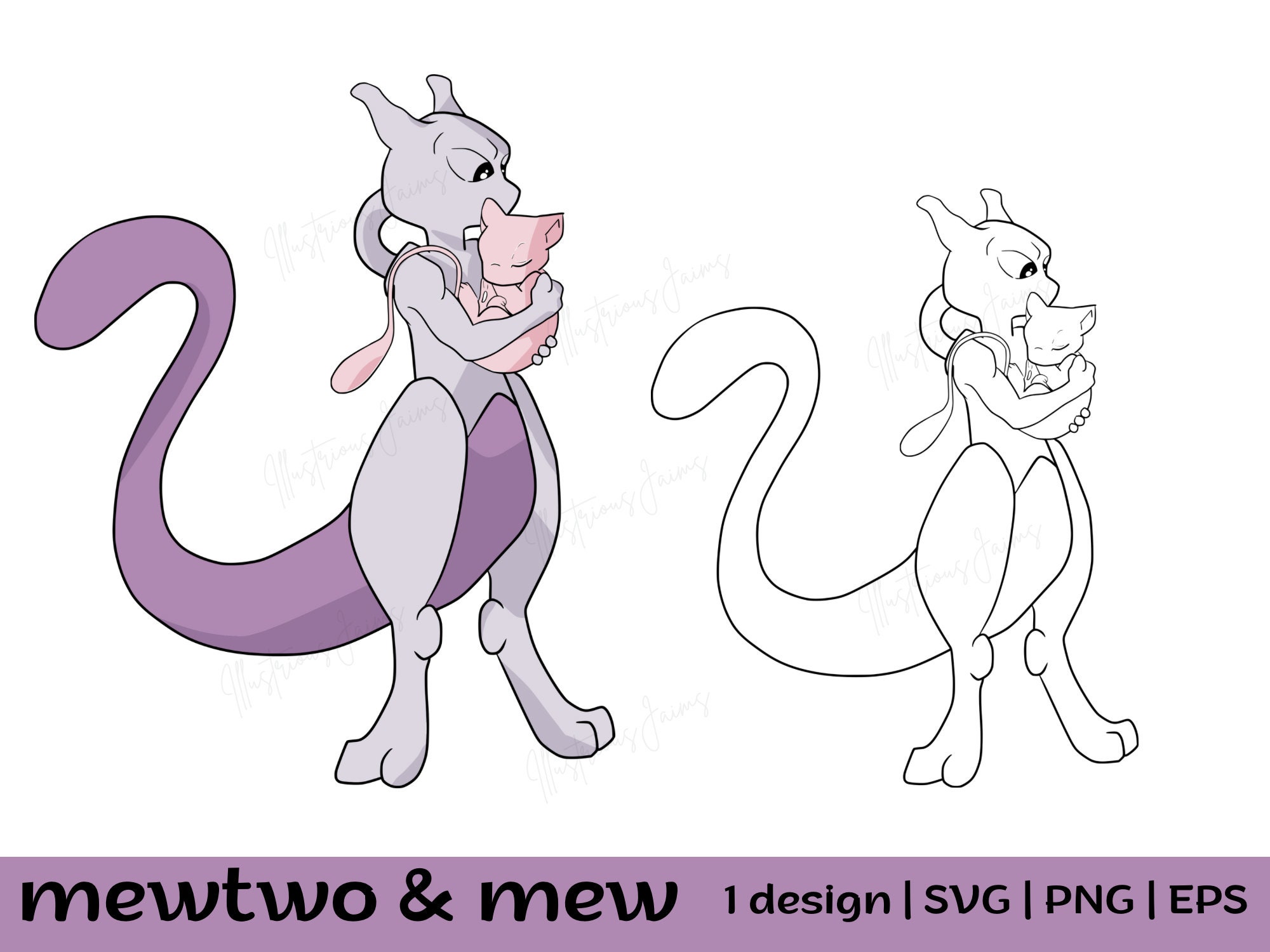 Cute Pokemon Mewtwo Cartoon Movie SVG PNG - Inspire Uplift
