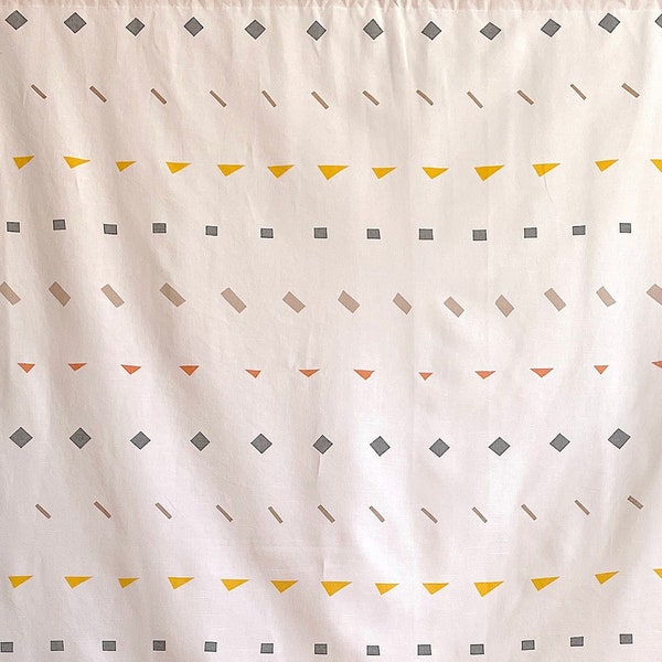 Geometric Pattern Curtains/ Simple Graphic Design Pattern/ Vintage Cotton Curtains/ Set of 2/ Medium Length/ Minimalist Look