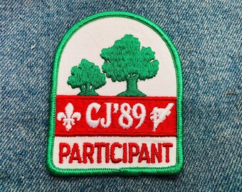 Écusson en tissu brodé « Cj '89 Participant » vintage