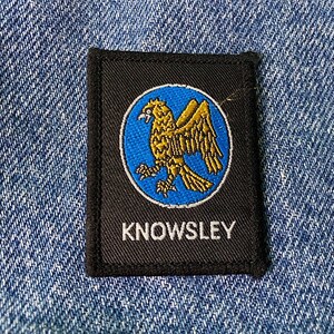 vintage “knowsley” embroidered cloth patch