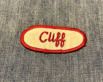 écusson d'uniforme brodé « Cliff » vintage
