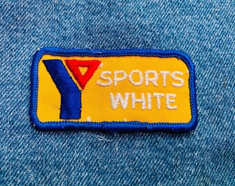 Écusson en tissu brodé « YMCA Sports White » vintage