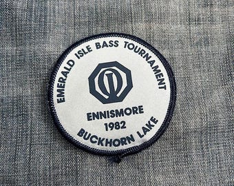 Vintage Emerald Isle Bass Tournament Buckhorn Lake Ennismore 1982 Patch en tissu imprimé
