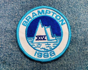 écusson en tissu brodé « Brampton 1988 » vintage