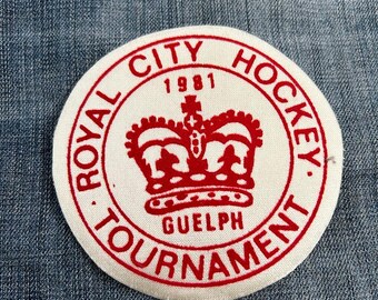 vintage Royal City Hockey Tournament Guelph 1981 écusson en tissu imprimé