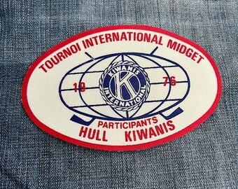 Vintage Tournoi International Midget Hull Kiwanis Participantes 1976 Parche de tela impreso
