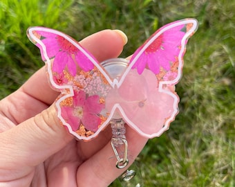 Custom Floral butterfly badge holder