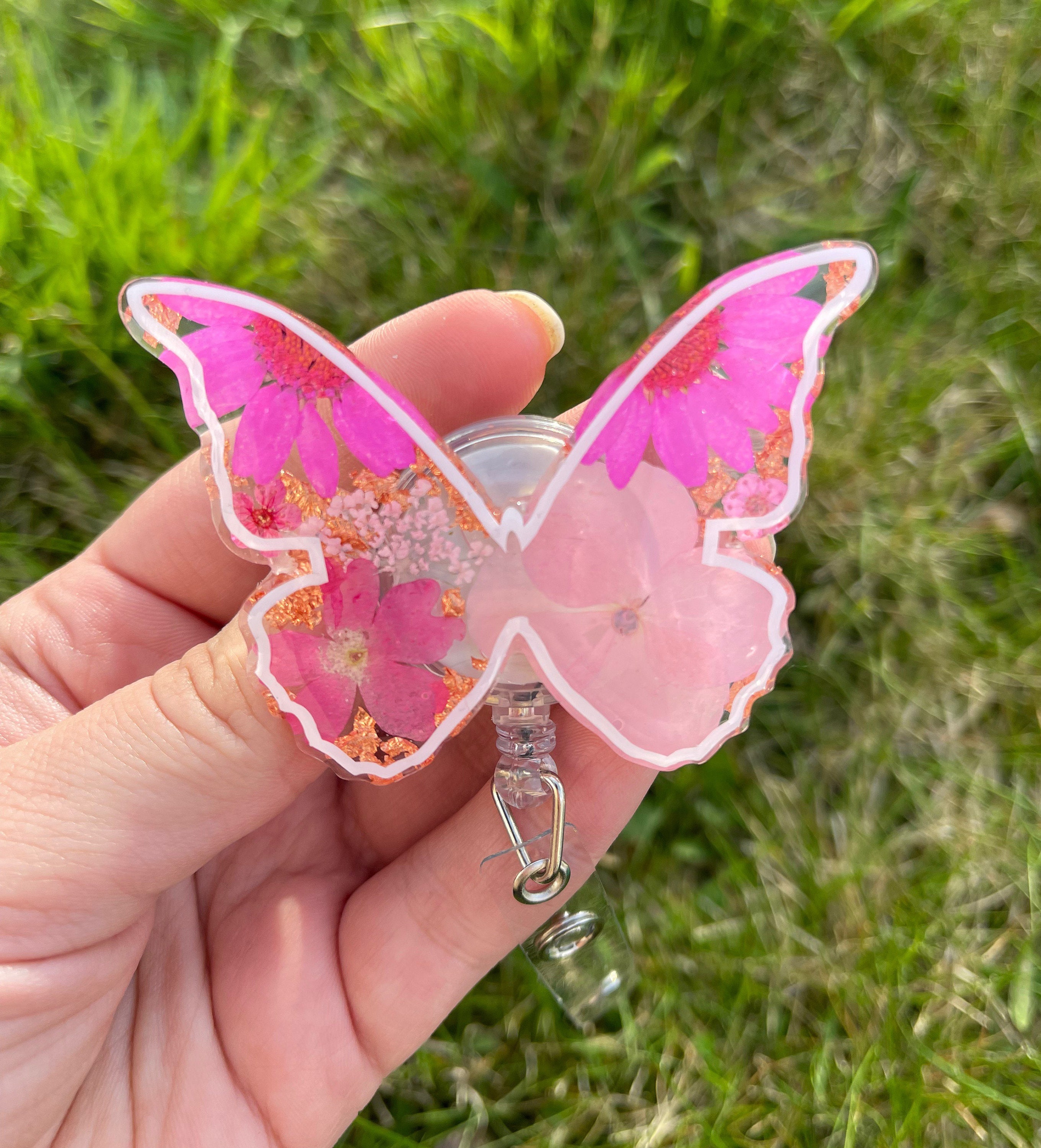 Custom Floral butterfly badge holder