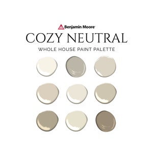 Acogedora paleta de pintura neutra, Benjamin Moore, mejores colores de pintura neutra, paleta de colores de diseño de interiores, colores de pintura para toda la casa, simplemente blanco