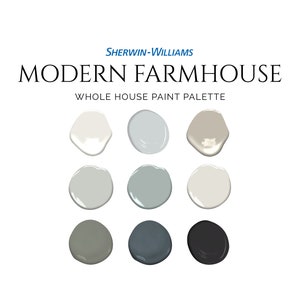 Modern Farmhouse Paint Palette, Sherwin-Williams, Modern Farmhouse Paint Colors 2024, Modern Farmhouse Interior, Paint Colors, Alabaster