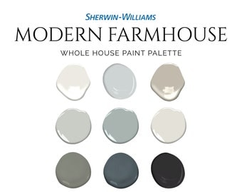 Modern Farmhouse Paint Palette, Sherwin-Williams, Modern Farmhouse Paint Colors 2024, Modern Farmhouse Interior, Paint Colors, Alabaster