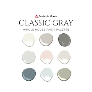 Benjamin Moore Classic Gray Palette, Classic Gray 1548, Classic Gray Undertones, October Mist Palette. Color of the Year, Whole House Colors