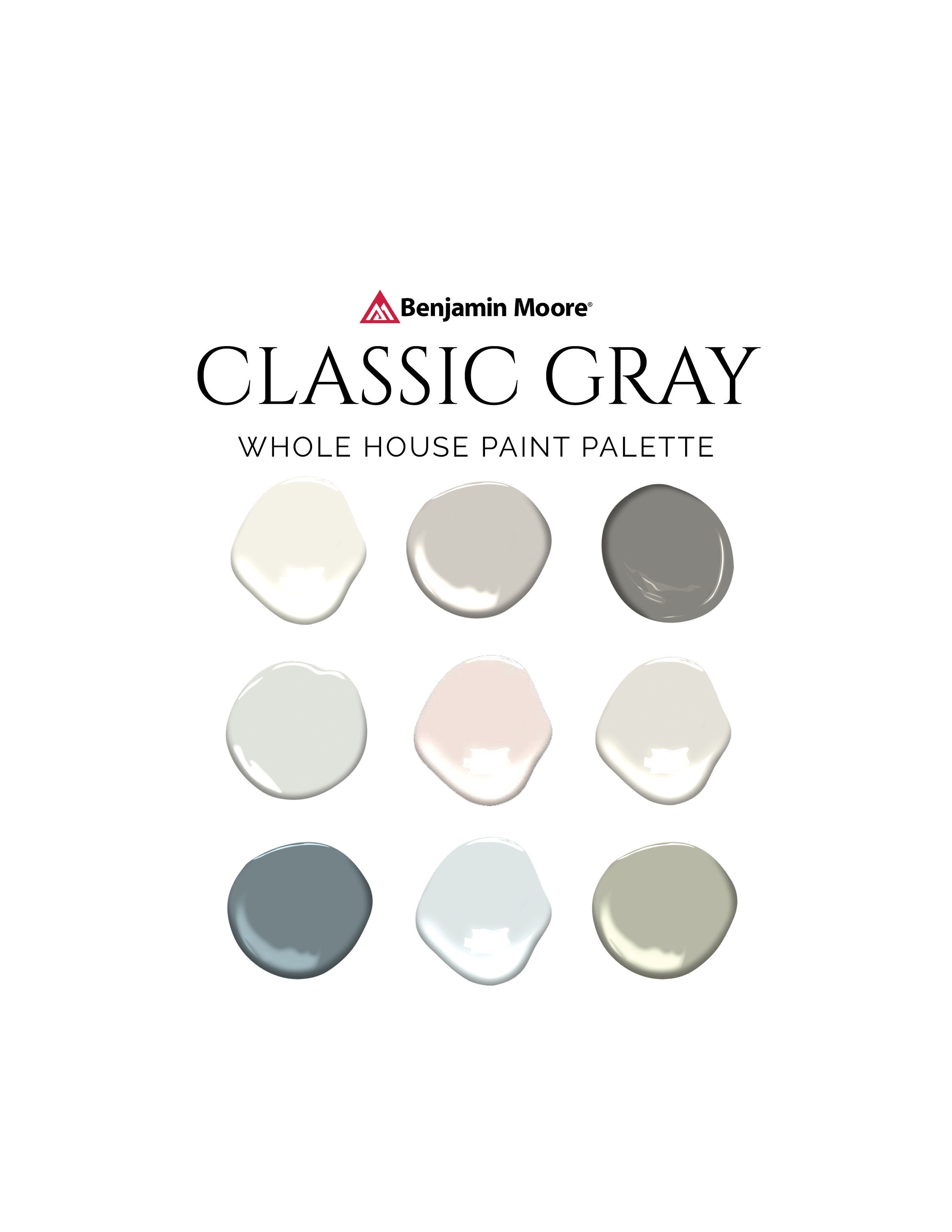 Benjamin Moore Classic Gray Palette Classic Gray 1548 Classic Gray Undertones October Mist Palette. Color of the Year Whole House Colors Etsy