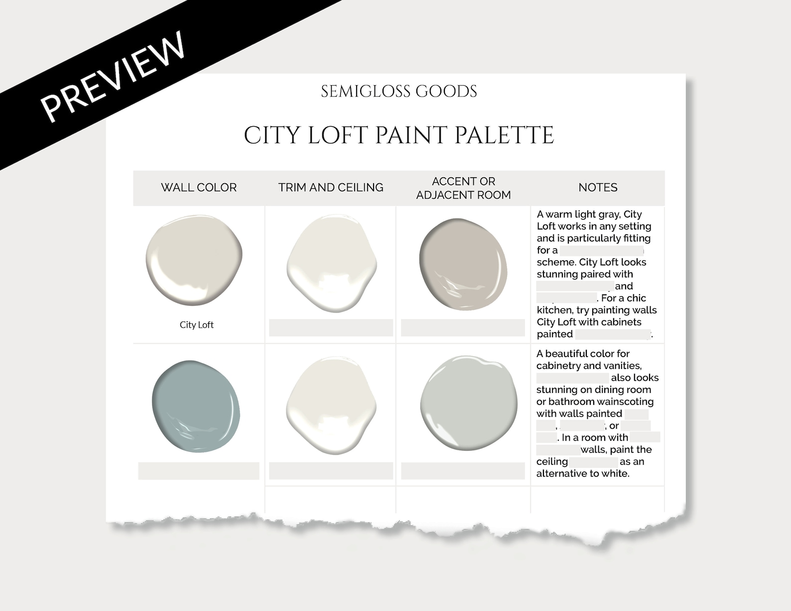 City Loft Paint Palette Sherwin-williams City Loft Paint | Etsy