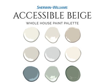 Sherwin Williams Accessible Beige Paint Palette, Neutral Paint Palette, Accessible Beige Cabinets, Accessible Beige Exterior, Warm Neutral