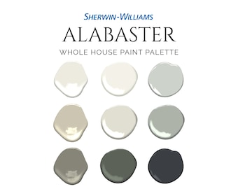 Alabaster Paint Palette, Sherwin-Williams, Alabaster Coordinating Colors, Alabaster Trim, Color Palette, Modern English, Modern Farmhouse