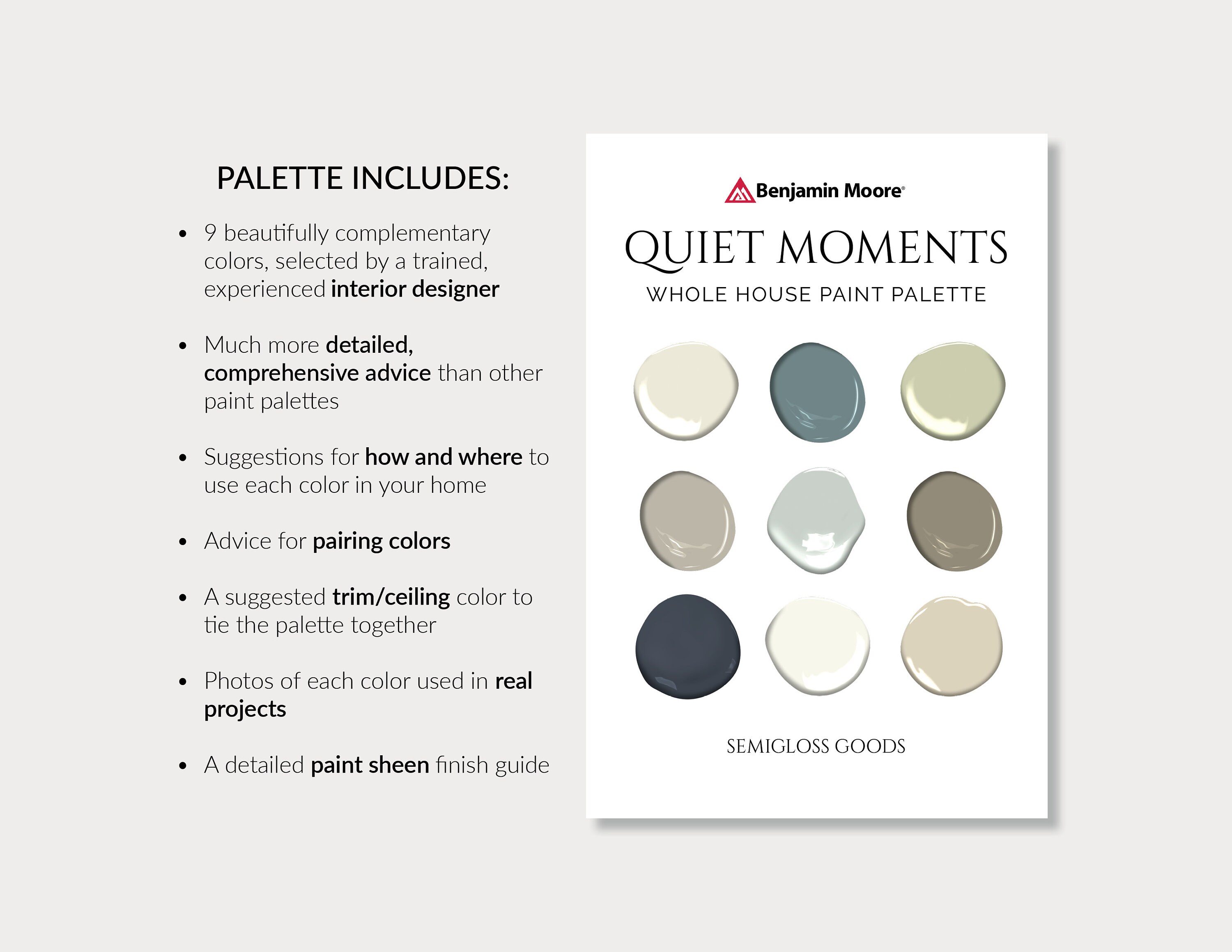 Benjamin Moore Quiet Moments Palette Interior Design Color Etsy UK