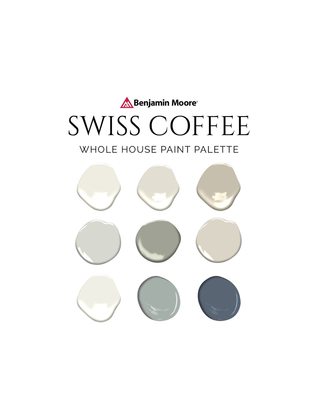 Swiss Coffee Paint Palette, Benjamin Moore, Whole House Interior Paint ...