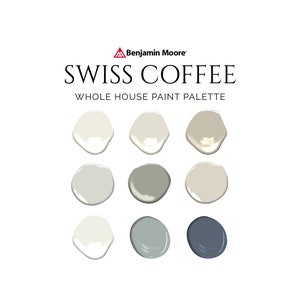 Swiss Coffee Paint Palette, Benjamin Moore, Whole House Interior Paint Colors, OC-45, Off-White, Bestseller, Natural Cream, White Dove