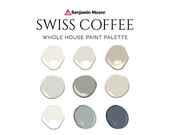 Swiss Coffee Paint Palette, Benjamin Moore, Whole House Interior Paint Colors, OC-45, Off-White, Bestseller, Natural Cream, White Dove