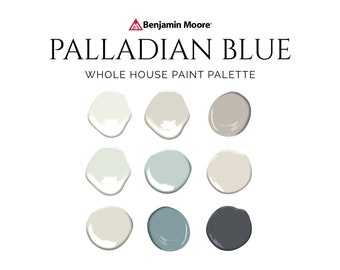 Benjamin Moore Palladian Blue Paint Palette, Coastal Paint Palette, Interior Palette, Benjamin Moore Paint Palette, Whole House Paint Colors