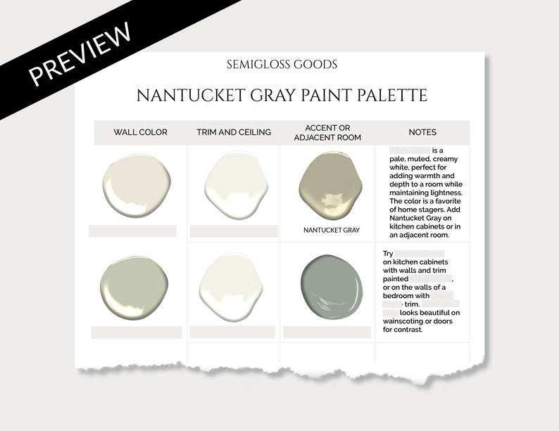 Benjamin Moore Nantucket Gray Palette Interior Design Color Etsy