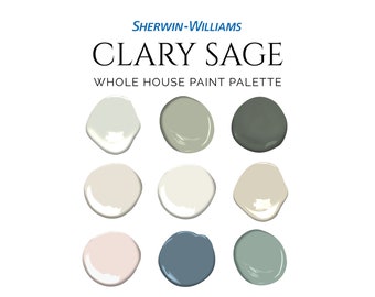 Sherwin Williams Clary Sage Palette, Sage Green Color Palette, Bestselling Green Paint Colors, Complementary Whole House Paint Colors