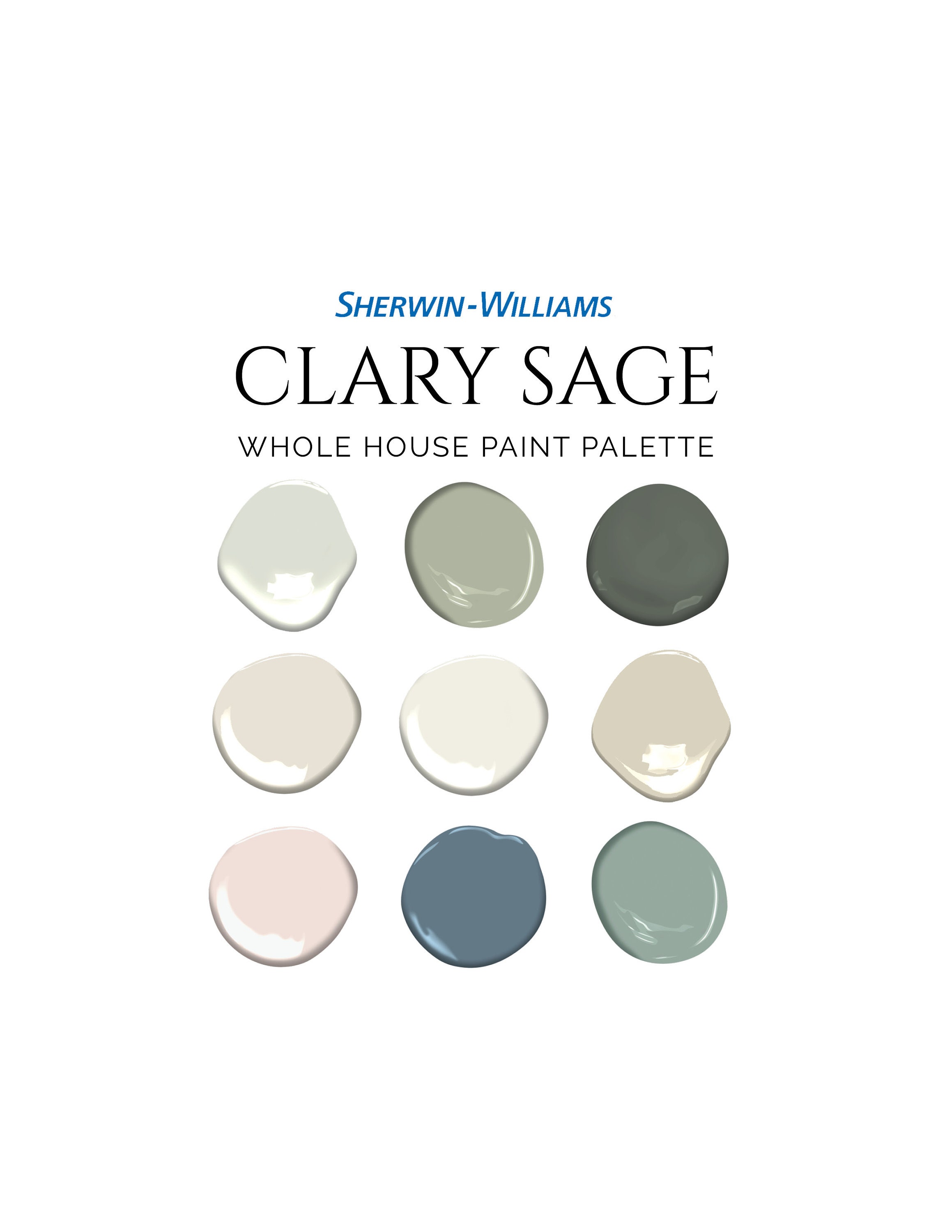 Sherwin Williams Clary Sage Palette, Sage Green Color Palette, Bestselling  Green Paint Colors, Complementary Whole House Paint Colors 