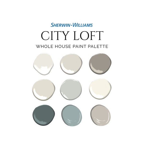 City Loft Paint Palette, Sherwin-Williams, City Loft Paint, City Loft Interior, City Loft Reviews, Neutral, Modern Farmhouse, Alabaster