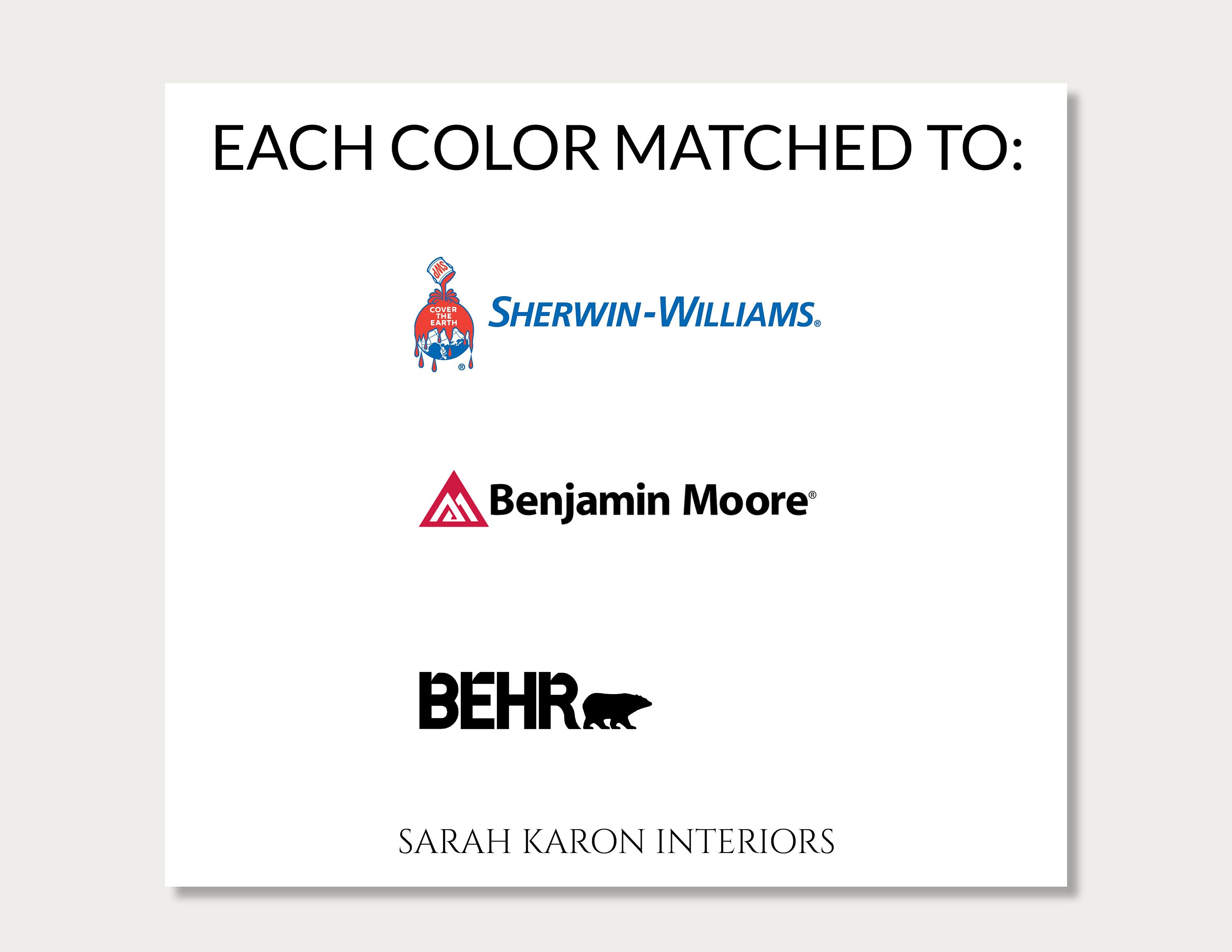 Devol Paint Colors Matched to Sherwin-williams, Benjamin Moore, Behr ...