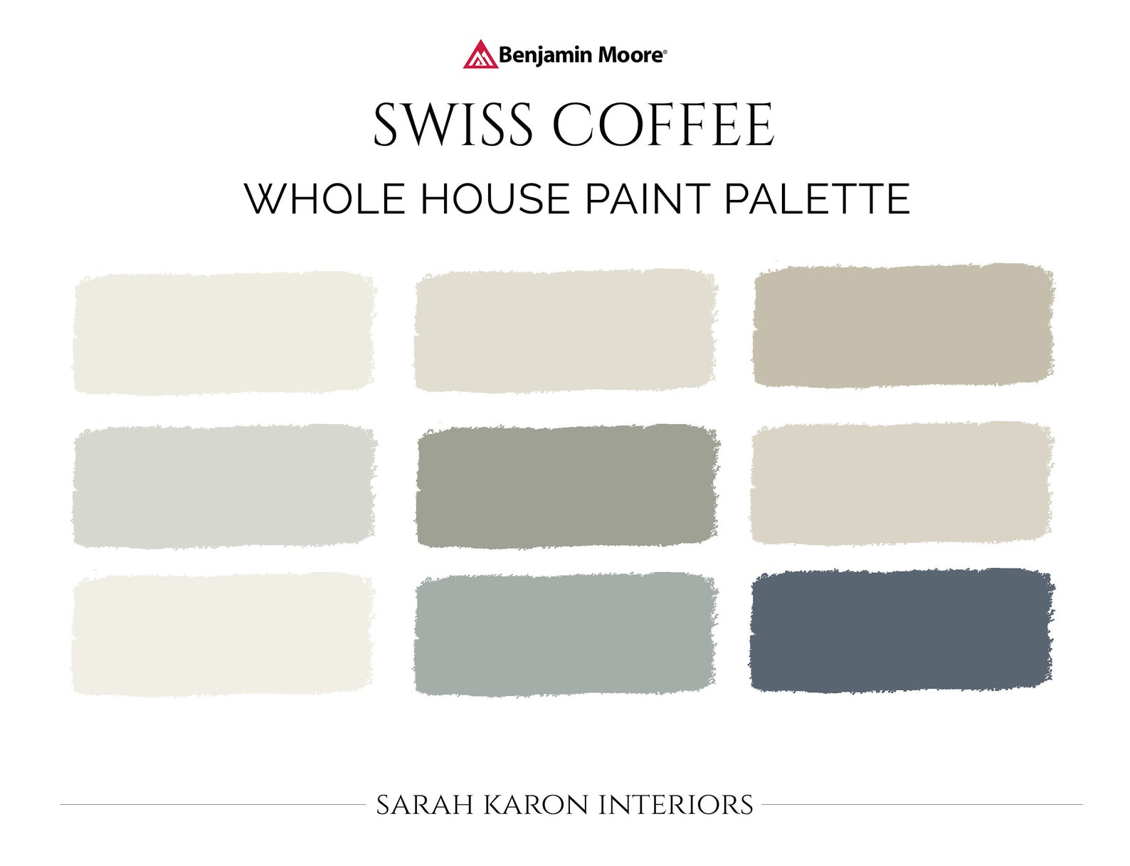 Swiss Coffee Paint Palette, Benjamin Moore, Whole House Interior Paint ...