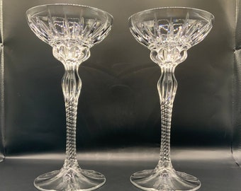 Pair of 8” Signed Vintage Lenox Monroe Crystal Candlesticks