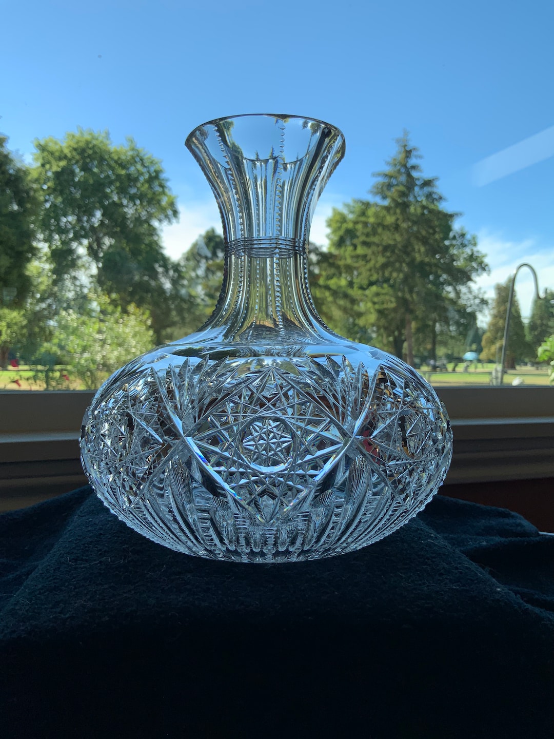 American Brilliant Cut Glass Parpoint Adonis Carafe Etsy