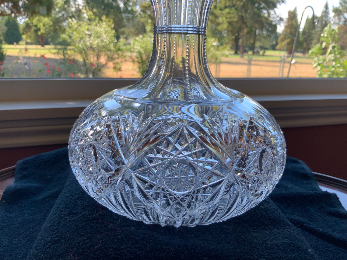 American Brilliant Cut Glass Parpoint Adonis Carafe Etsy