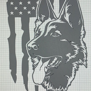 K9 German Shepherd American Flag Decal