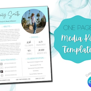 Media Kit Template | Influencer Media Kit | Canva Media Kit Template | 1 page Media Kit | Press Kit Template | Canva Press Kit |