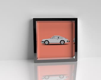 Artwork Porsche 911 classic "Grise" imprimée sur plaque métal 40x30cm 