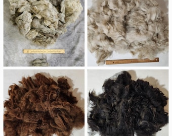 Raw Alpaca Blanket Fiber for Spinning, 4 Ounce Batches in Multiple Colors