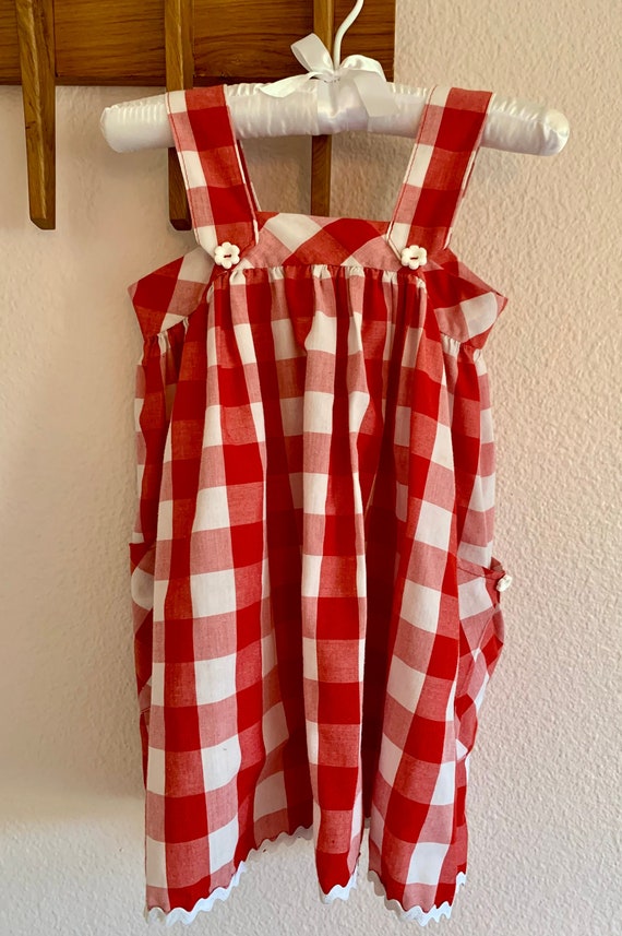 Vintage Handmade Gingham Toddler Dress - image 1