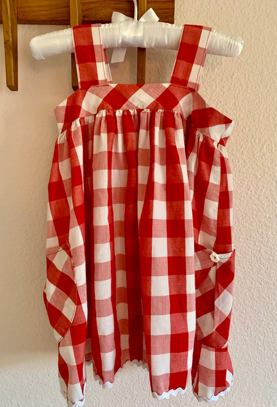 Vintage Handmade Gingham Toddler Dress - image 2