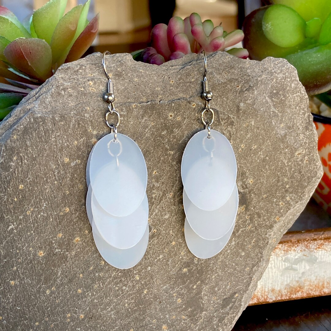 Recycled Plastic Earrings Dangle, Plastic Bottle Jewelry, Minimalist