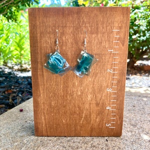 Upcycled Plastic Earrings, Blue Dangle Earrings, Recycled Gifts for Women, Eco Friendly Gifts for Her, Reclaimed Plastic image 3