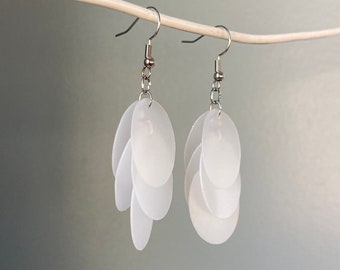 Recycled Plastic Earrings, Plastic Bottle Jewelry, Minimalist Gifts for Women, Eco Friendly Gifts for Her, Upcycled Milk Jug Jewelry