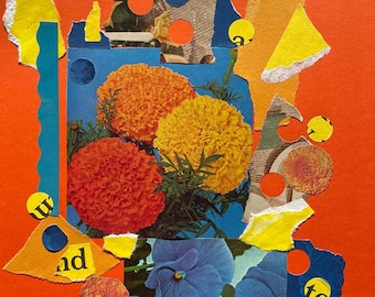 Original Collage - "Orange & Blue"