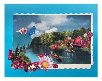 Original Handcut Collage - "Boat Ride"