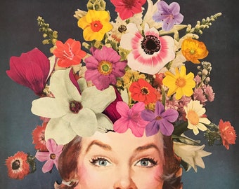 Collage Print- “Flowerbed Head”