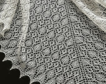 Hand Knitted Mohair Wedding Shawl: Ivory Bridal Wrap