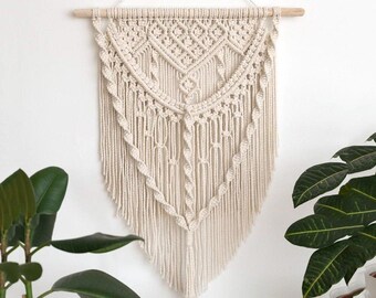 Waterfall Macrame Wall Hanging Tapestry, Woven Bohemian Handmade Tassel, Decorations Gifts for House Warming & Wedding, Home