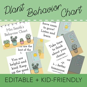 Plant Behavior Chart - Succulent Classroom Theme - Elementary School - Clip Chart - New Teacher Gift - Classroom Management - editable