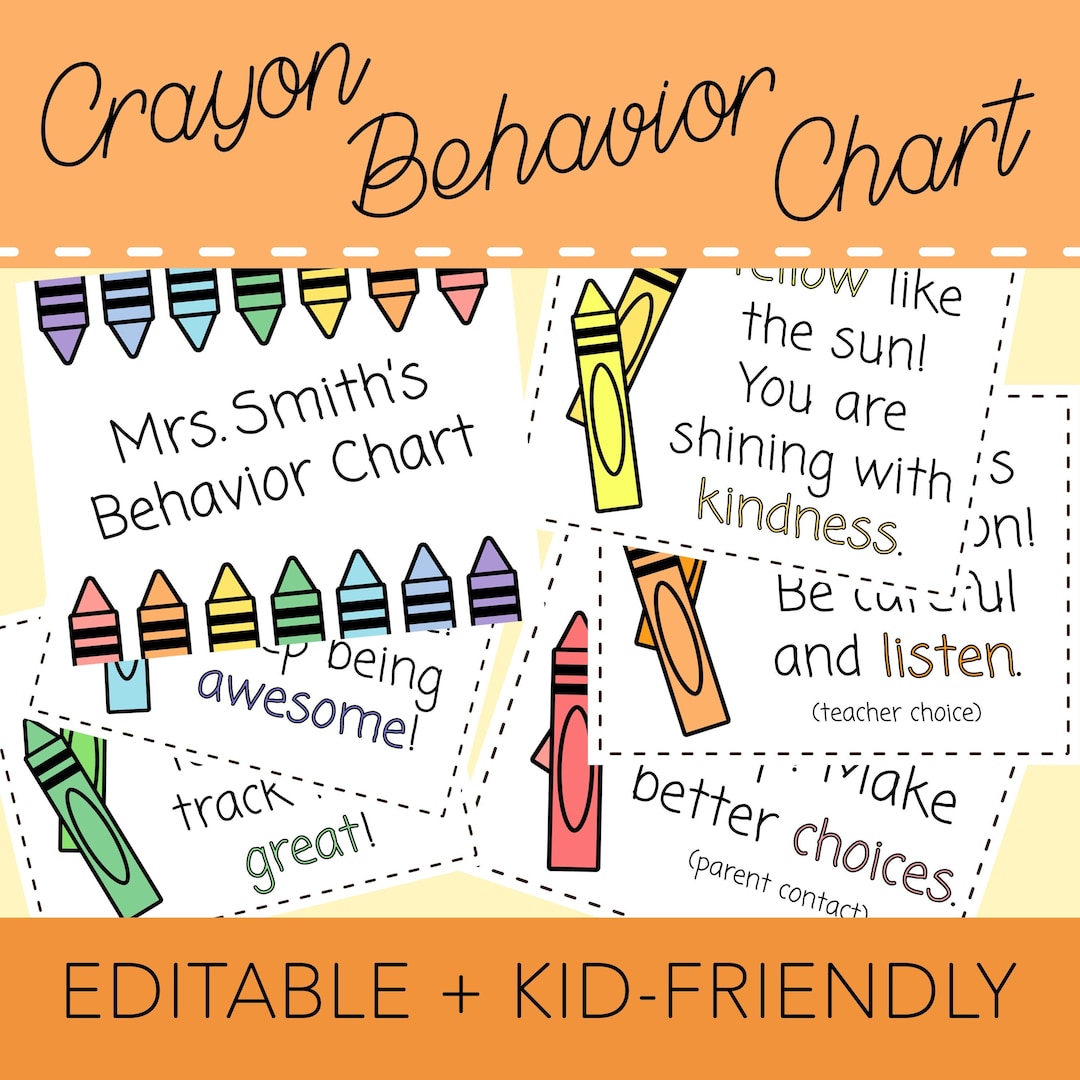 Crayon Behavior Chart Crayon Classroom Theme Elementary Etsy